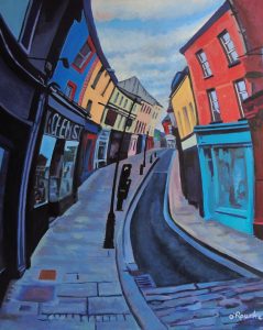 Print of a painting of Ennis, Co. Clare during Lockdown Covid Pandemic with empty streets by Irish Artist David O'Rourke