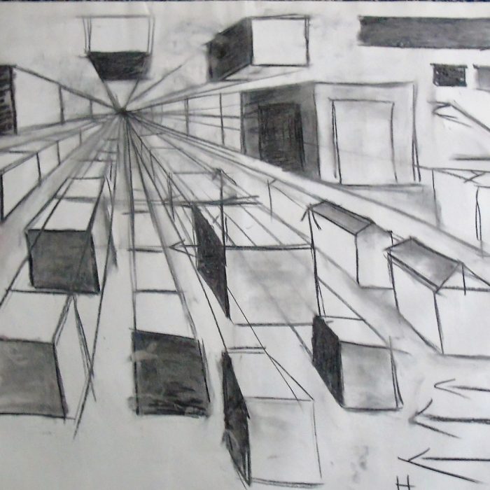 Sketch of 3 D Shapes with the artistic skill of perspective