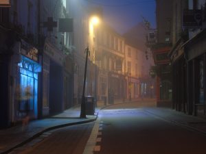 Photo of an empty Ennis street at night during Lockdown by Irish Artist David O'Rourke