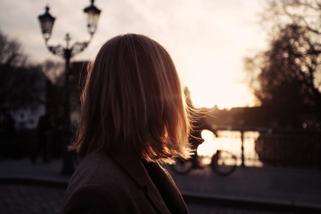 Image of a woman sunset