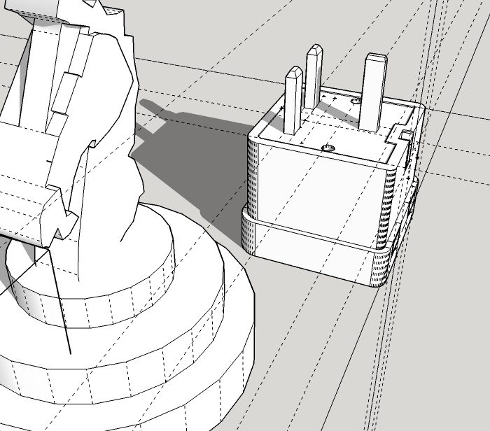 3D sketch up drawing of a plug and chess piece